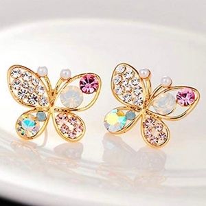 Crystal Butterfly Stud Earrings